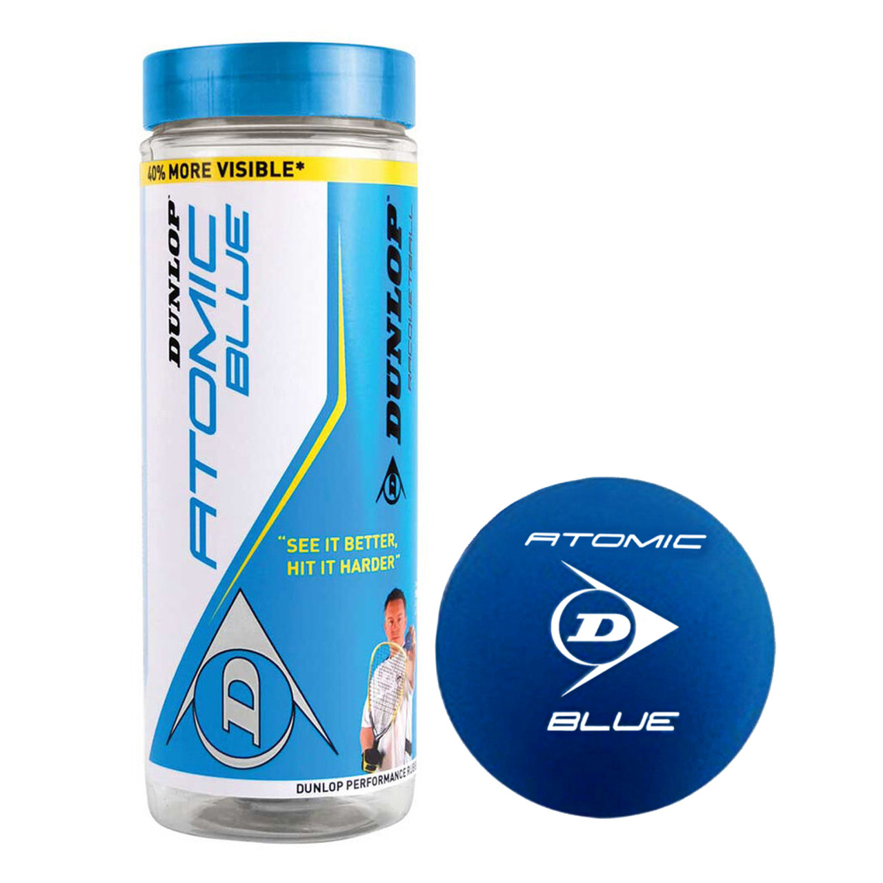 Dunlop Racket Ball Atomic Blue 3 Ball Tube 762069